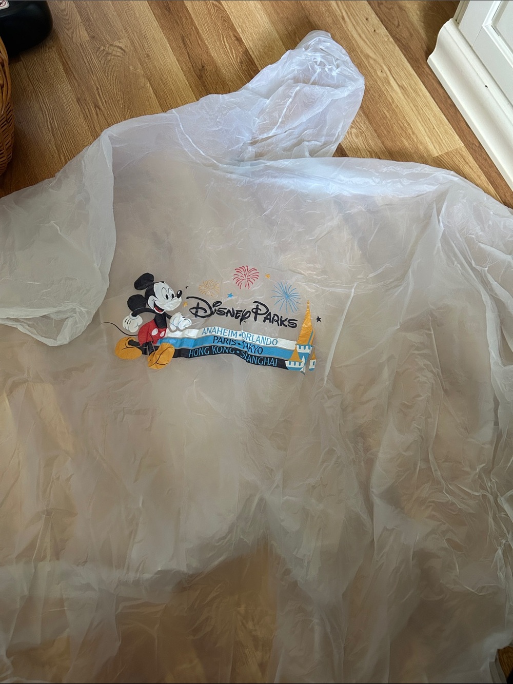 Disney Parks Mickey Mouse White Clear Poncho with Colorful Logo